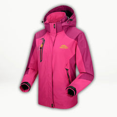 Women's Waterproof Hooded Shell Jacket - Colorblock | Autumn - Light Red