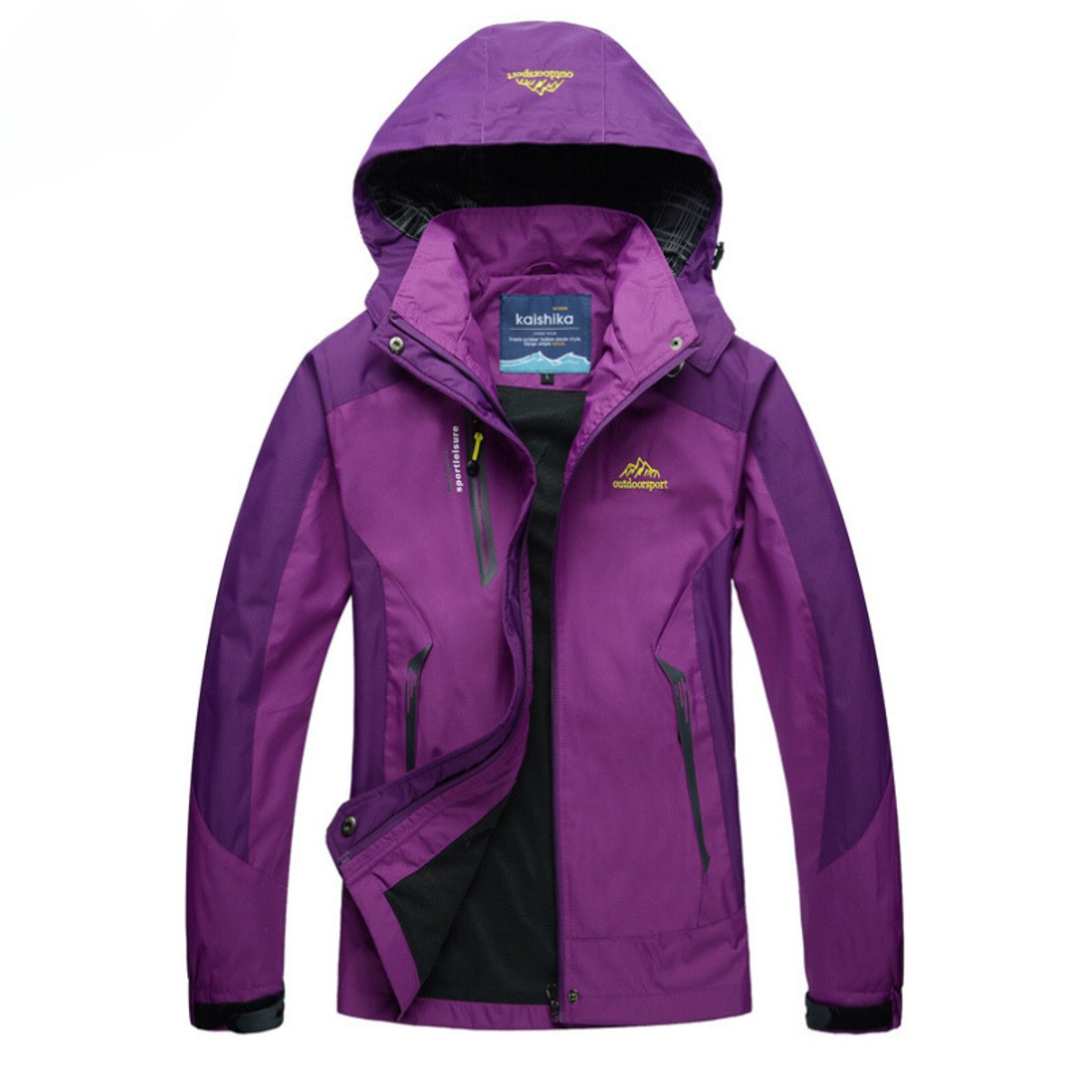Women's Waterproof Hooded Shell Jacket - Colorblock | Autumn - Purple