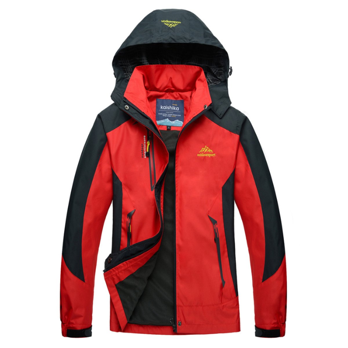 Women's Waterproof Hooded Shell Jacket - Colorblock | Autumn - Red