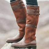 Women's Waterproof Knee-High Boots Pull-On Leather | Autumn - Brown