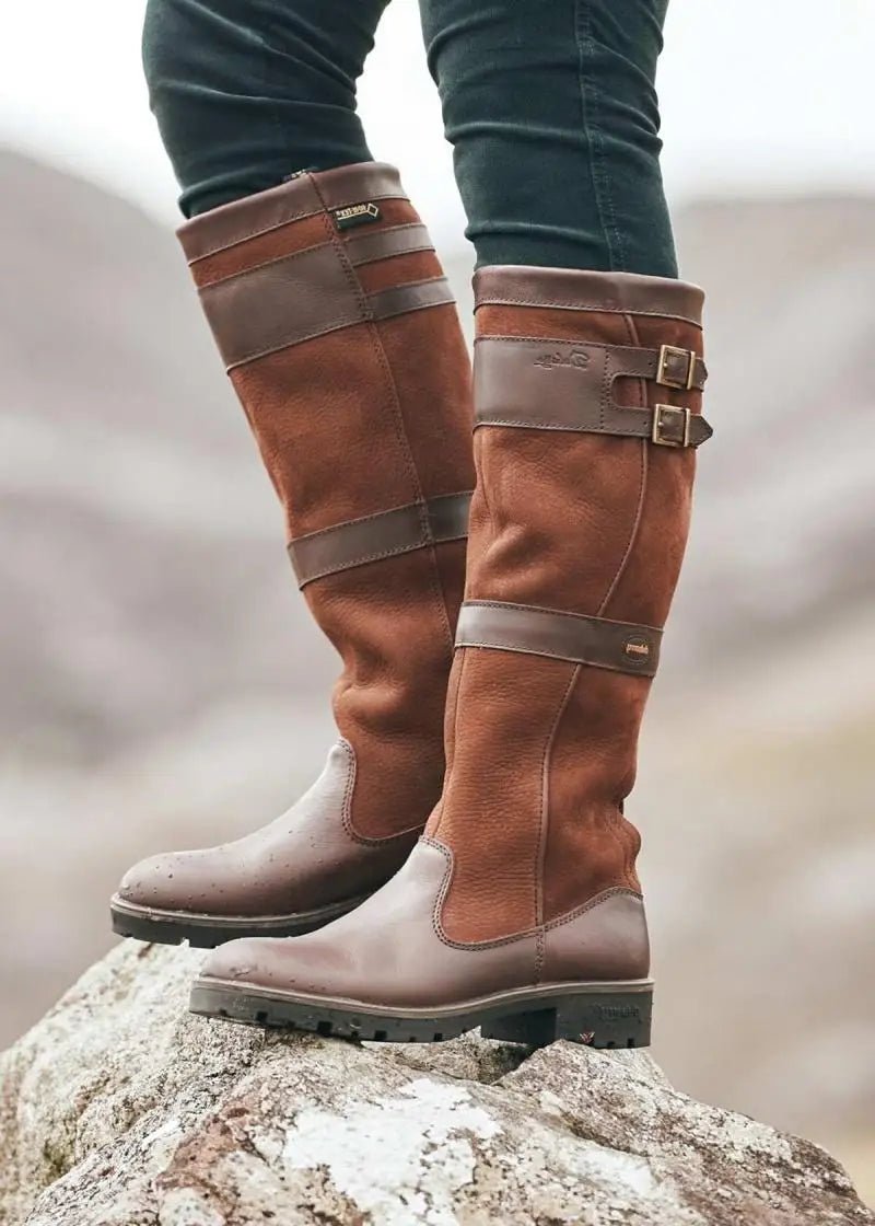 Women's Waterproof Knee-High Boots Pull-On Leather | Autumn - Brown