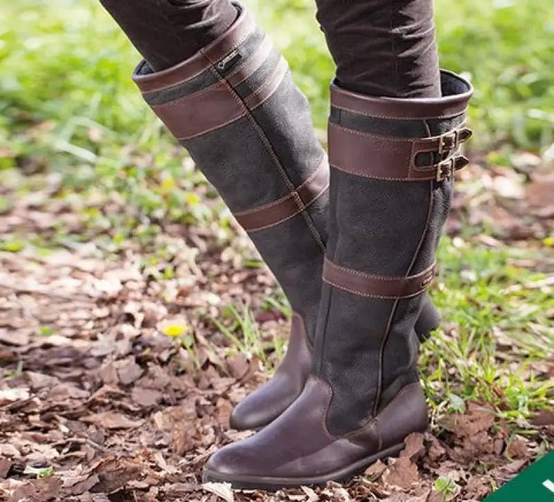Women's Waterproof Knee-High Boots Pull-On Leather | Autumn - Coffee