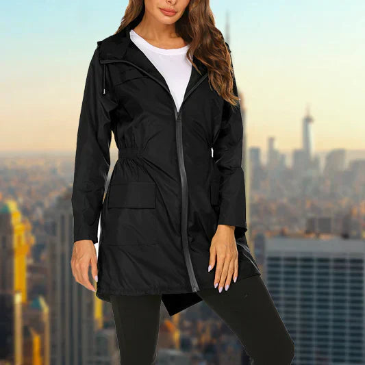 Women's Waterproof Rain Jacket - Lightweight & Stylish | Autumn - Black