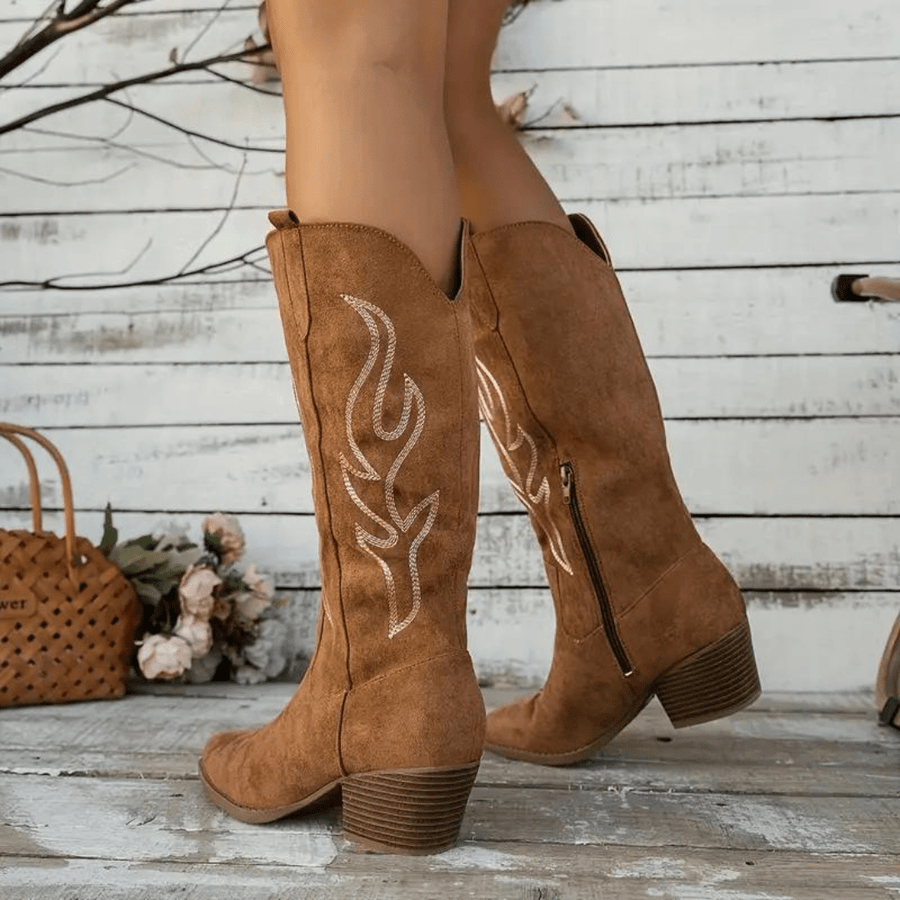 Women's Western Cowboy Boots - Pointed Toe Zip Ankle Boot | Autumn
