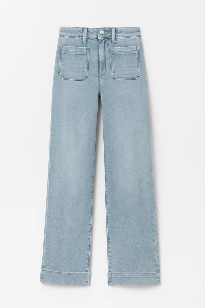 Women's Wide Leg Jeans | High Waist | Autumn - Light Blue