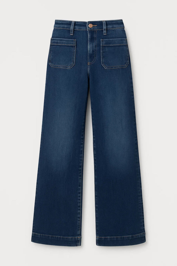 Women's Wide Leg Jeans | High Waist | Autumn - Medium Blue
