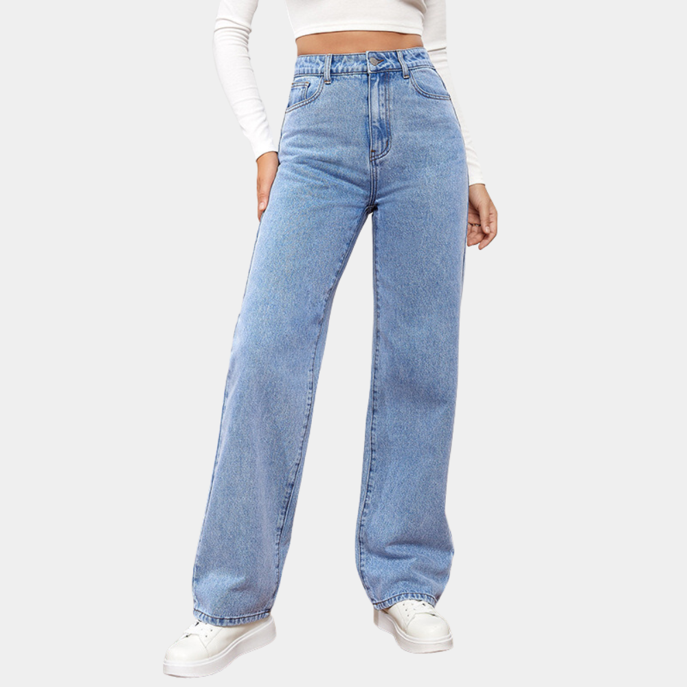 Women's Wide Leg Jeans | High Waist | Summer - Light Blue