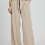 Women's Wide-Leg Palazzo Pants - Drawstring Waist | Spring - Apricot
