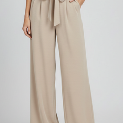 Women's Wide-Leg Palazzo Pants - Drawstring Waist | Spring - Apricot