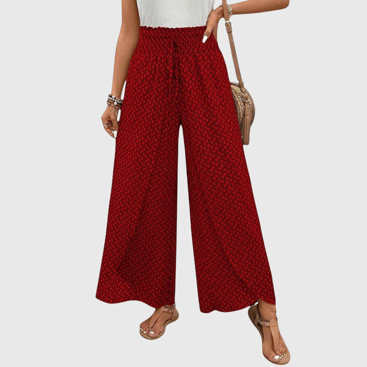Women's Wide-Leg Palazzo Pants - Flowing Elegance | Spring - Red