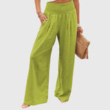 Women's Wide-Leg Pants - Elegant Flowing Silhouette | Summer - Green