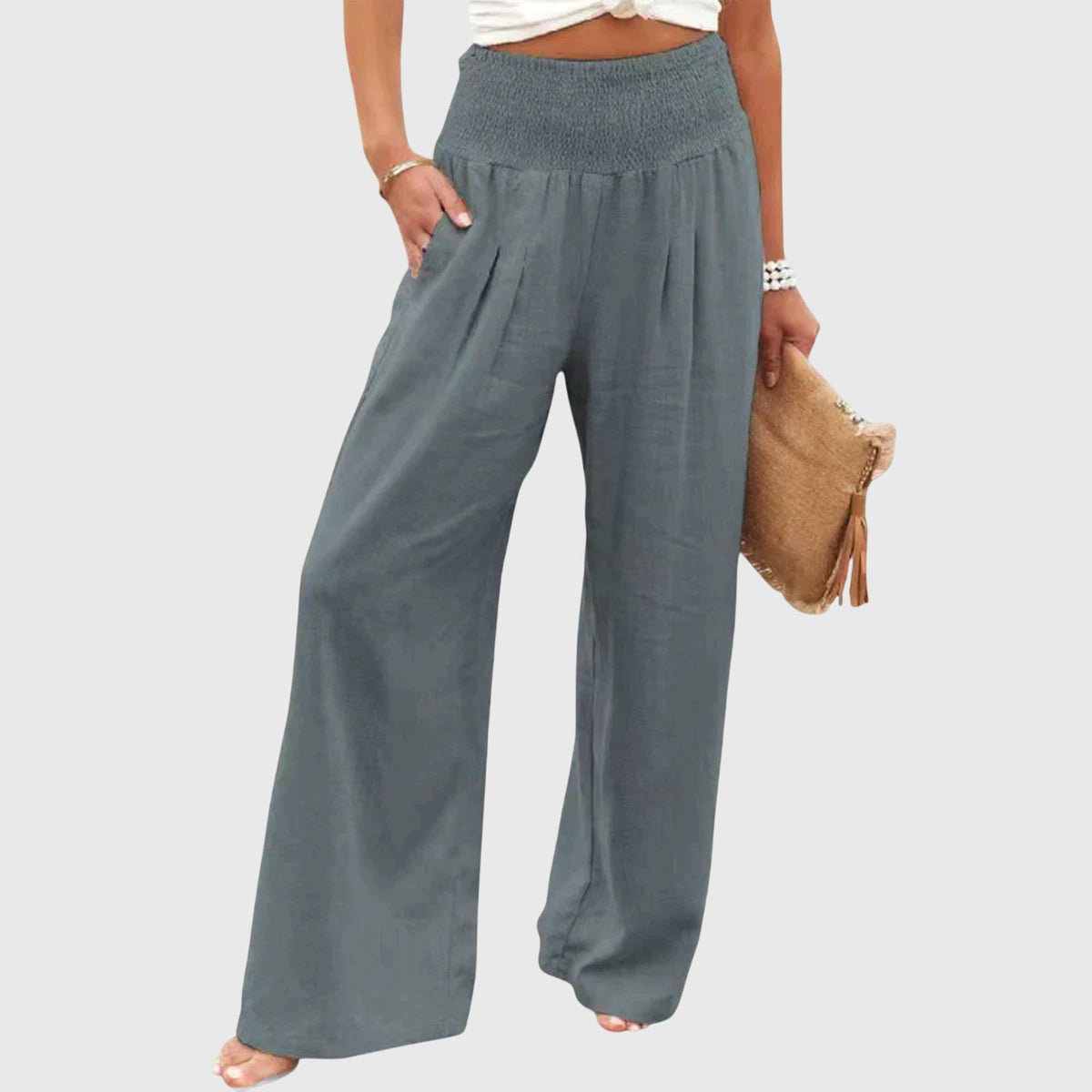 Women's Wide-Leg Pants - Elegant Flowing Silhouette | Summer - Grey