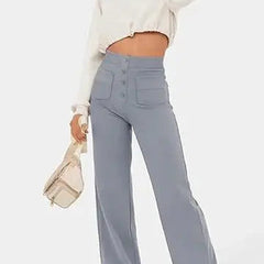 Women's Wide Leg Pants | High Waist | Autumn - Gray