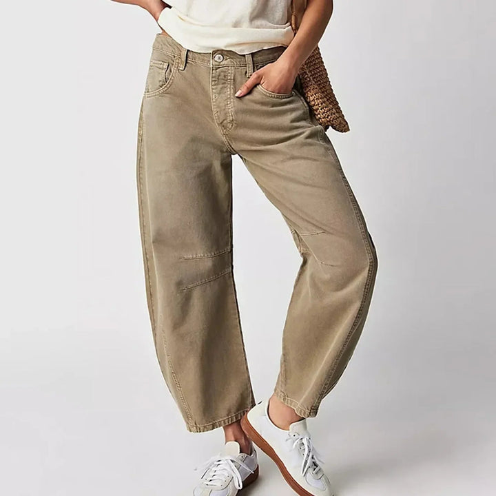 Women's Wide-Leg Pants | Relaxed | High Waist | Summer - Beige