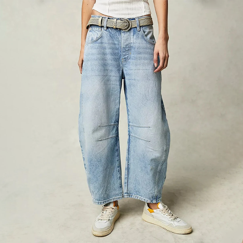 Women's Wide-Leg Pants | Relaxed | High Waist | Summer - Light Blue