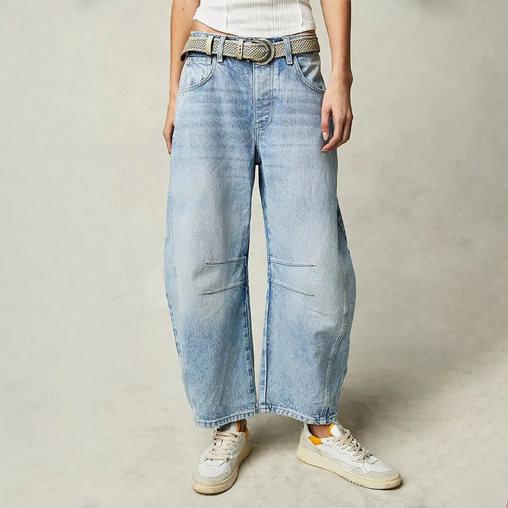 Women's Wide-Leg Pants | Relaxed | High Waist | Summer - Light Blue