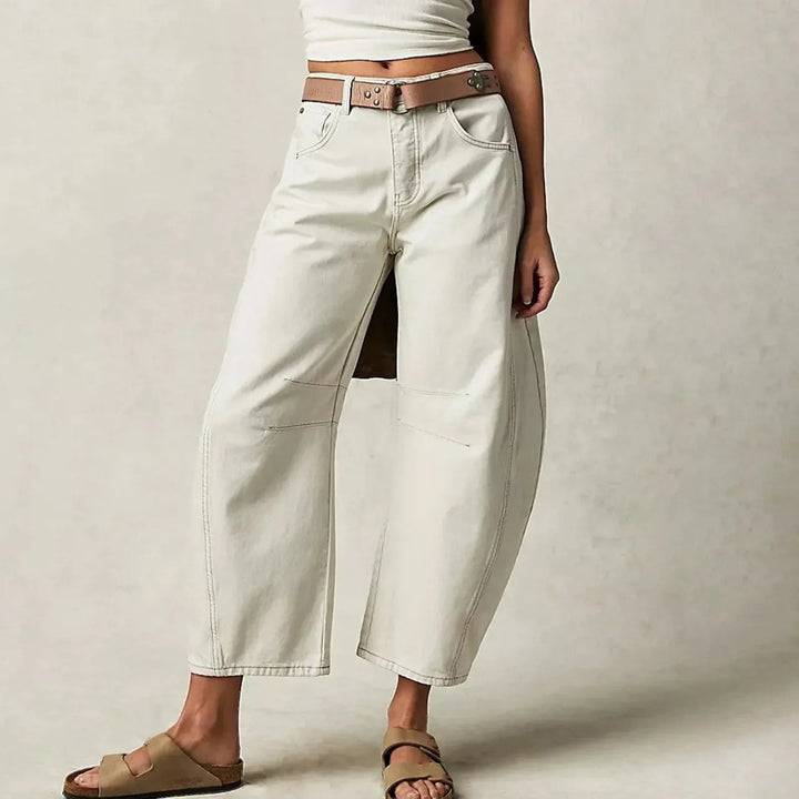 Women's Wide-Leg Pants | Relaxed | High Waist | Summer - White