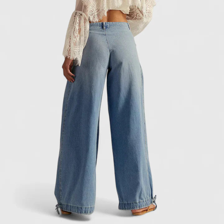 Women's Wide-Leg Pleated Pants - Bohemian Elegance | Spring