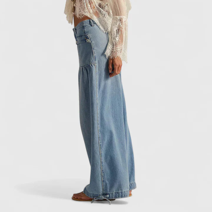 Women's Wide-Leg Pleated Pants - Bohemian Elegance | Spring