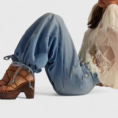 Women's Wide-Leg Pleated Pants - Bohemian Elegance | Spring