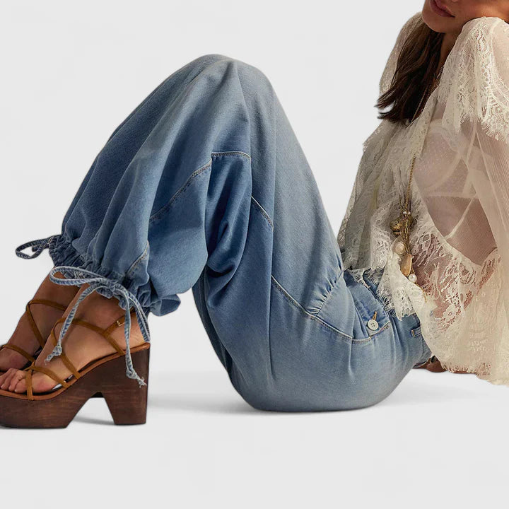Women's Wide-Leg Pleated Pants - Bohemian Elegance | Spring