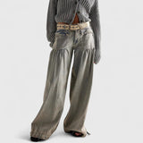 Women's Wide-Leg Pleated Pants - Bohemian Elegance | Spring - Gray