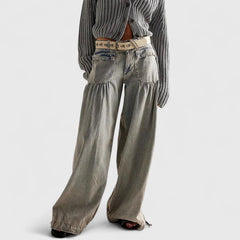 Women's Wide-Leg Pleated Pants - Bohemian Elegance | Spring - Gray