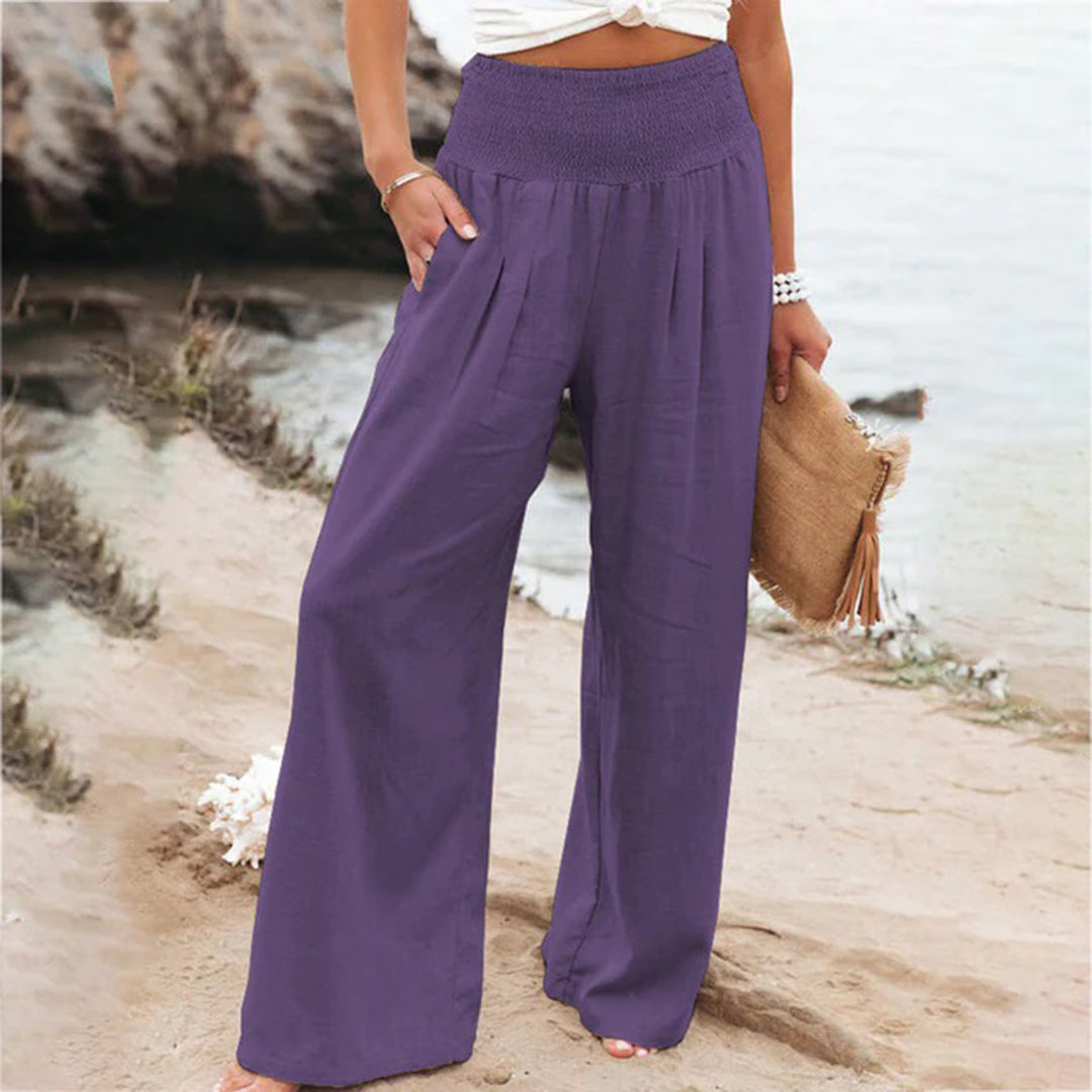 Women's Wide-Leg Summer Pants | Flowing | Comfortable - Purple