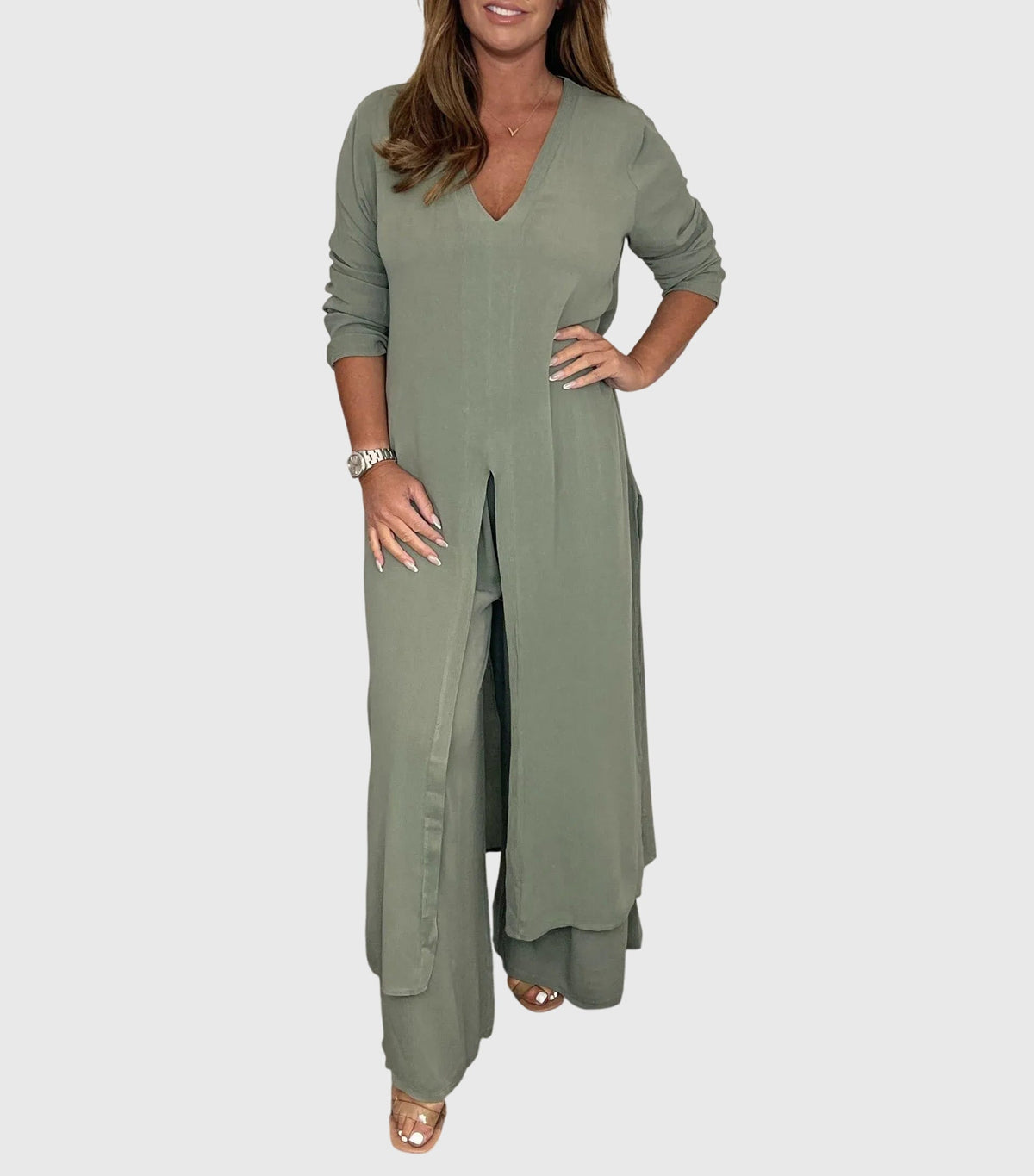 Women's Wide-Leg Two-Piece Set - Elegant Blouse & Pants | Spring