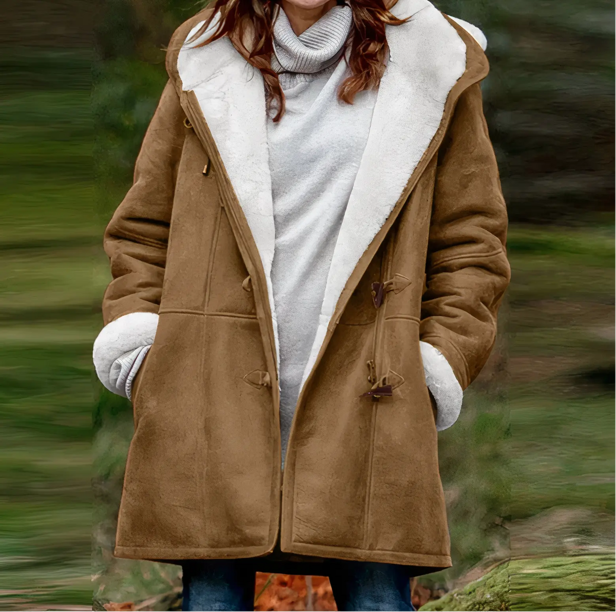 Women's Winter Jacket | Faux Fur Lined | Cozy - Brown