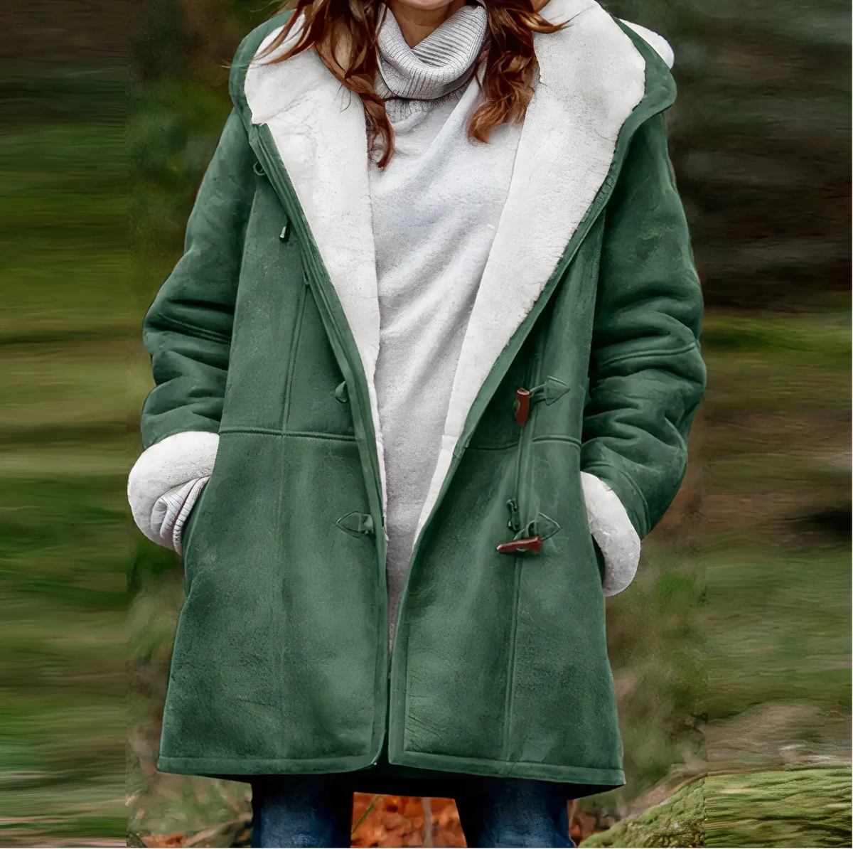 Women's Winter Jacket | Faux Fur Lined | Cozy - Green