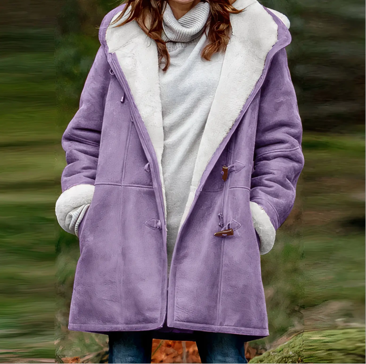 Women's Winter Jacket | Faux Fur Lined | Cozy - Purple