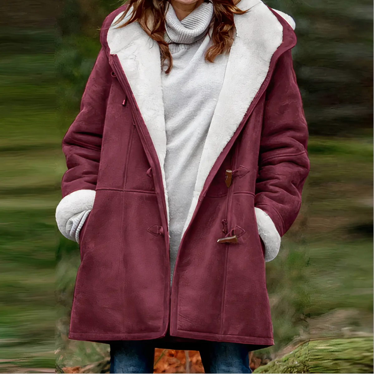 Women's Winter Jacket | Faux Fur Lined | Cozy - Red