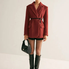 Women's Wool-Blend Blazer | Shoulder Pads | Autumn