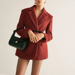 Women's Wool-Blend Blazer | Shoulder Pads | Autumn