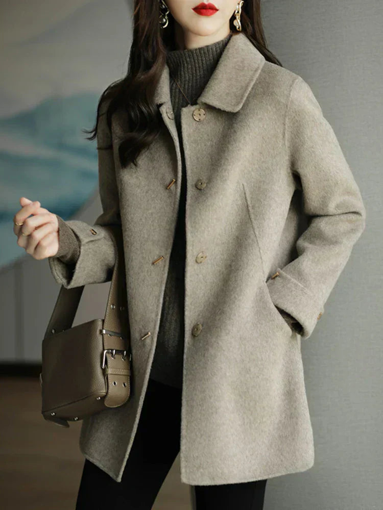 Women's Wool Blend Jacket - Classic Elegant Cut | Fall - Grey