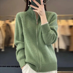 Women's Wool Cardigan | Luxe | Elegant | Winter - Green