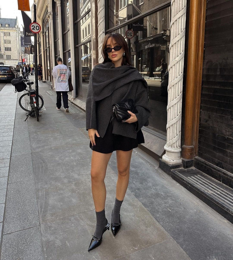 Women's Wool Coat with Scarf - Classic Winter Style