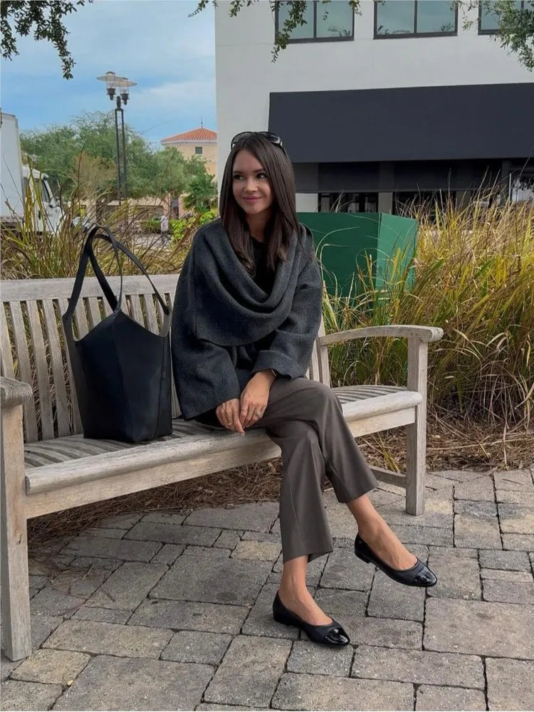 Women's Wool Coat with Scarf - Classic Winter Style