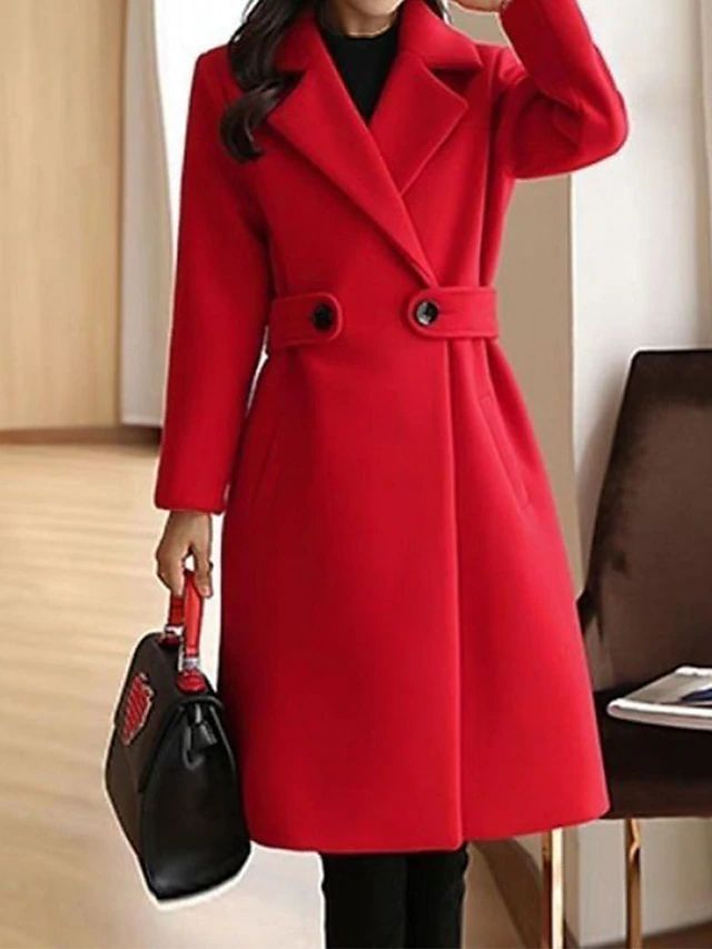 Women's Wool Trench Coat | Double Button Camel | Autumn