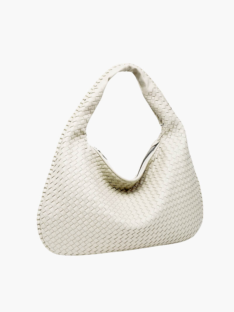 Women's Woven Hobo Bag | Large Capacity | Stylish | Winter - White