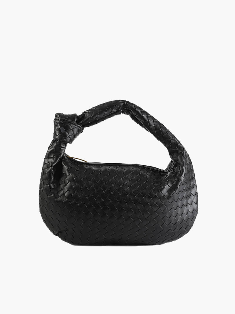 Women's Woven Medium Bag - Braided Design - Black