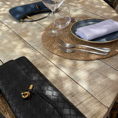 Women's Woven Shoulder Bag | Gold Accents | Winter