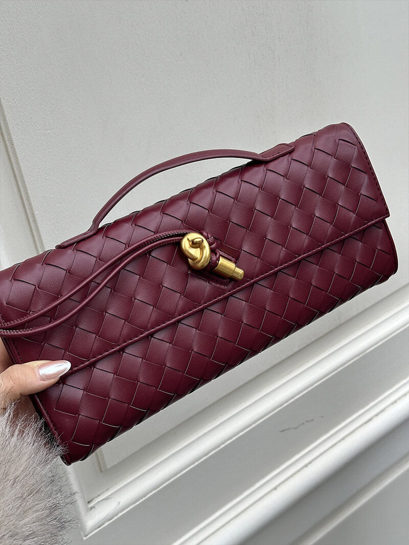 Women's Woven Shoulder Bag | Gold Accents | Winter