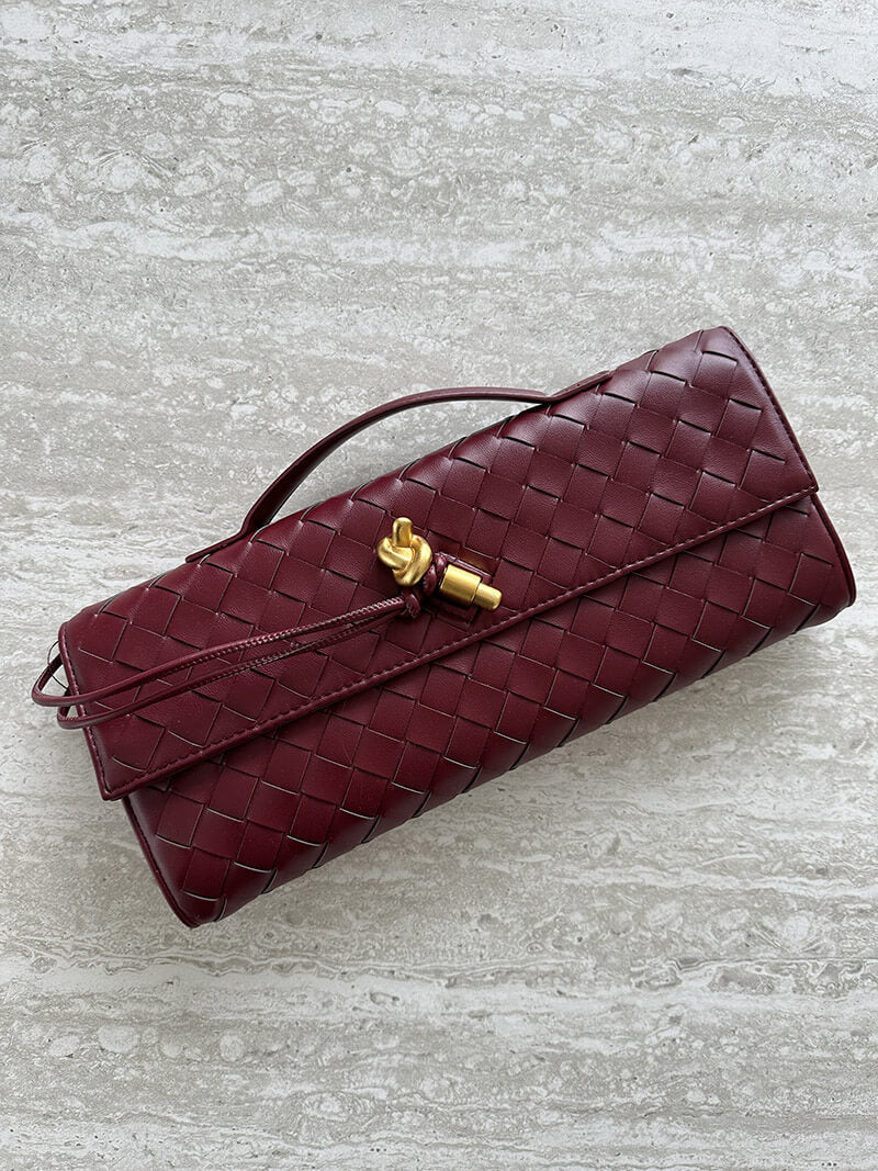 Women's Woven Shoulder Bag | Gold Accents | Winter