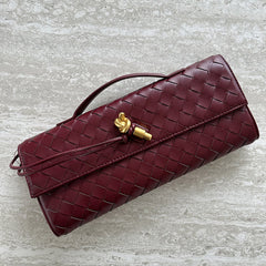 Women's Woven Shoulder Bag | Gold Accents | Winter