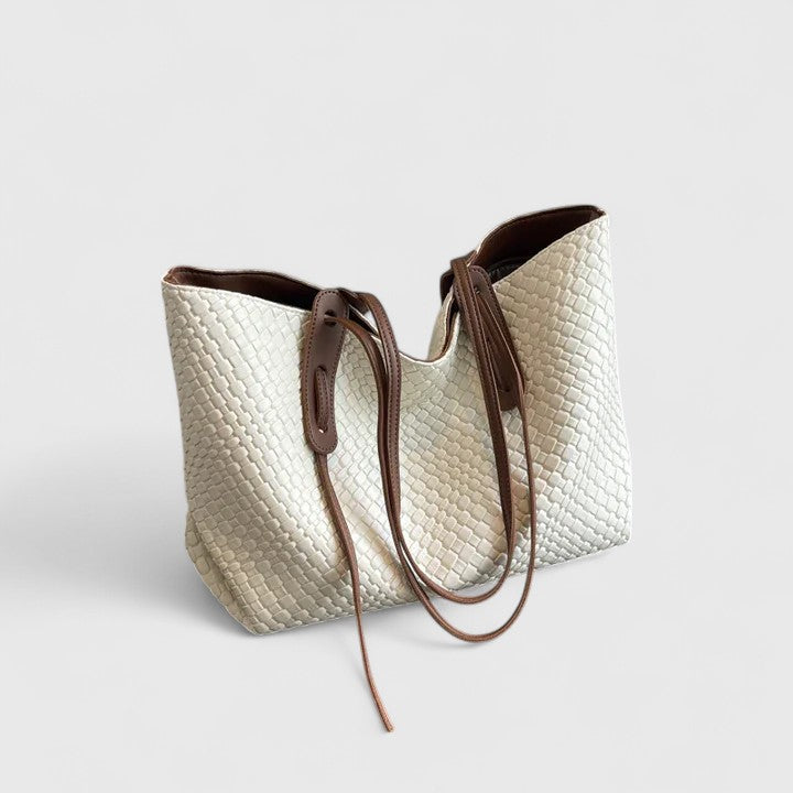 Women's Woven Tote Bag - Elegant Everyday Carryall | Summer - Beige