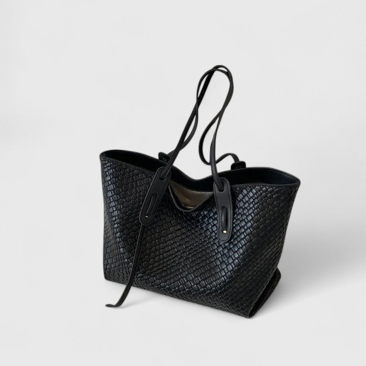 Women's Woven Tote Bag - Elegant Everyday Carryall | Summer - Black