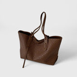 Women's Woven Tote Bag - Elegant Everyday Carryall | Summer - Coffee