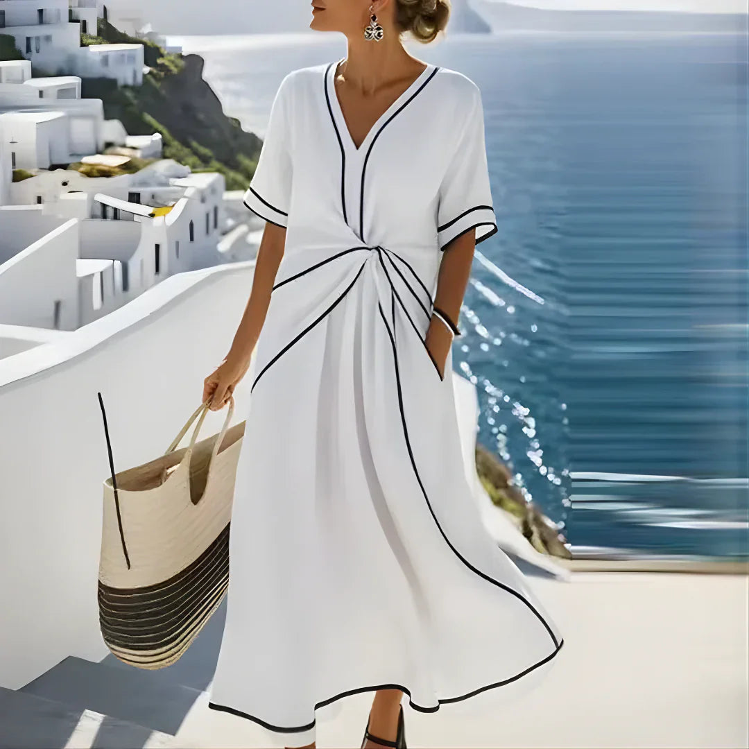 Women's Wrap Dress - Elegant Flowing Silhouette | Summer - White